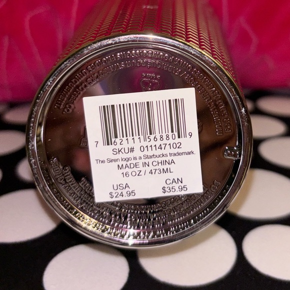 Starbucks Holiday Stainless Steel Tumbler with Cold Wrap 16oz Silver Chrome Grid - Picture 3 of 4